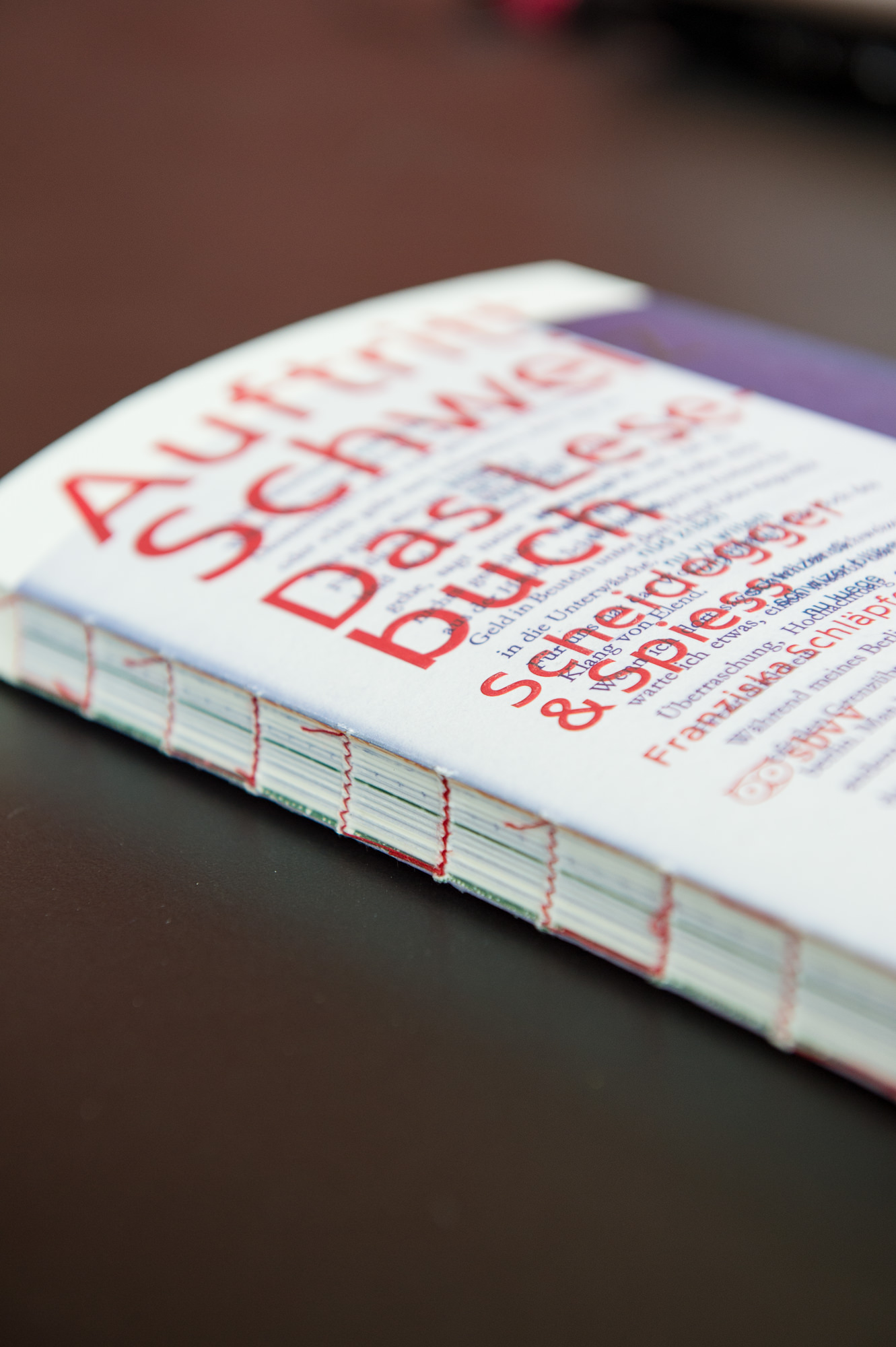 Reportage und Corporate Branding für die Buchbinderei Burkhardt, kurz BuBu. Detailaufnahme einer Neuerscheinung des Verlags Scheidegger & Spiess.