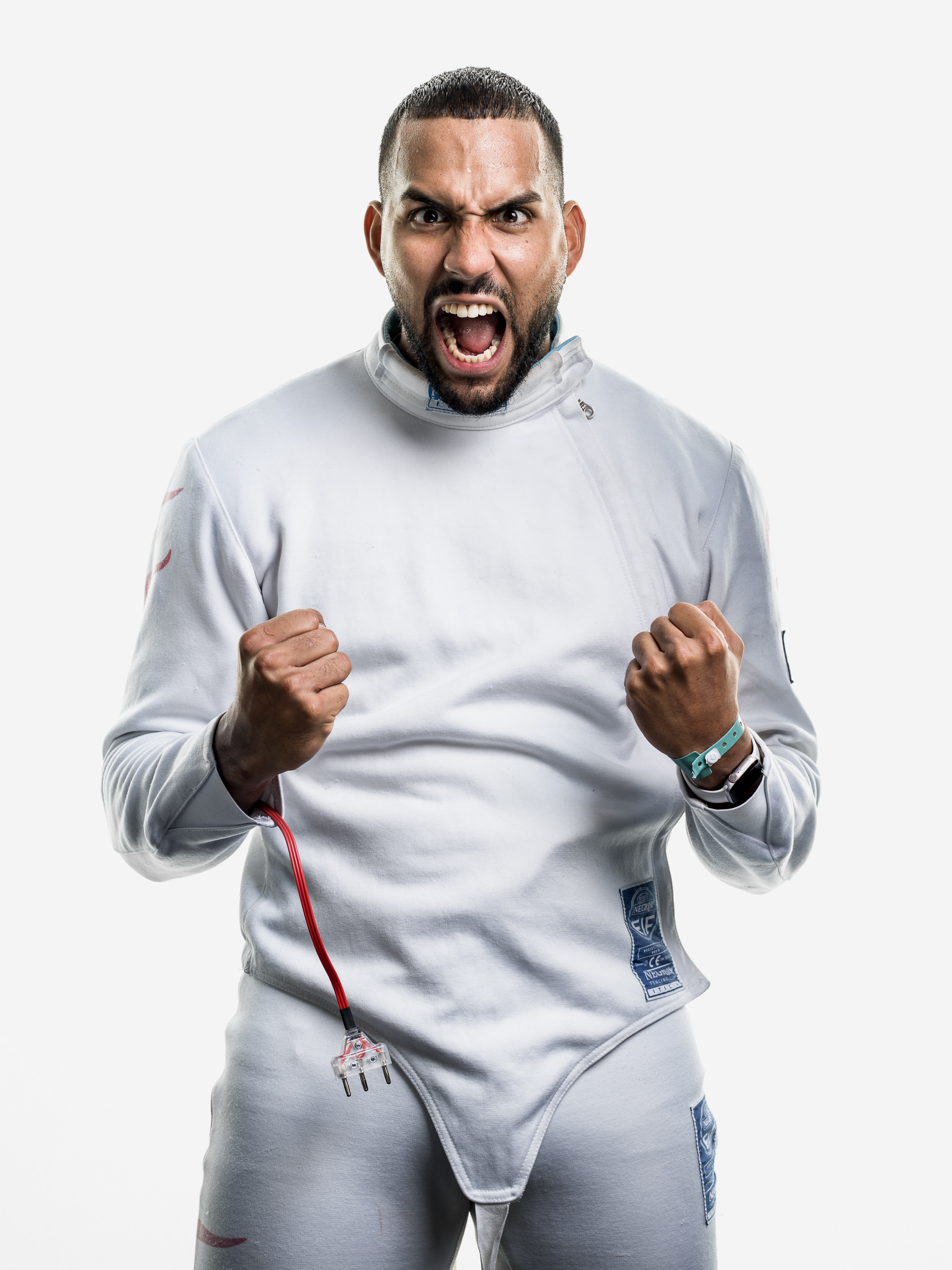 Portrait vom Fechter Julen Pereira im Fechtclub Bern am Berne World Cup.