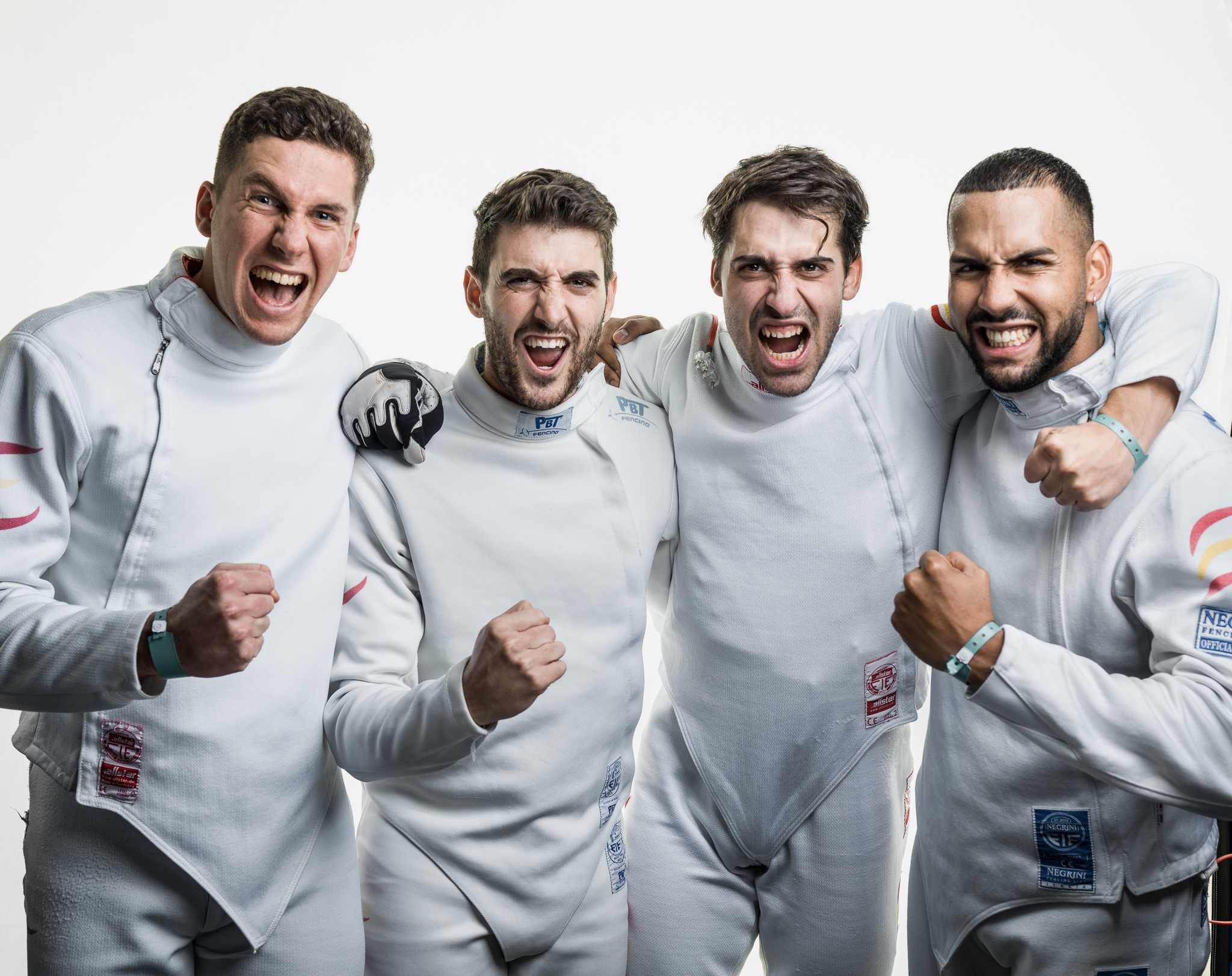 Gruppenportrait vom Team Espagna Spain Fencing am Berne World Cup.